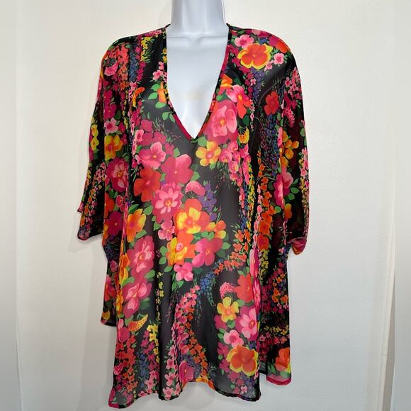 Show Me Your MuMu Jamie Tunic Dress in Fuorescent Floral Size Small, Rare, Fun - Picture 2 of 7